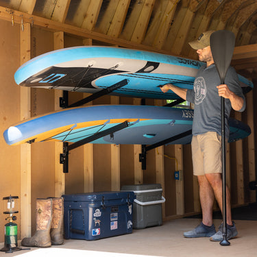 Almacenamiento de tablas de surf y SUP Kona | Estante ajustable para interiores | 2 niveles