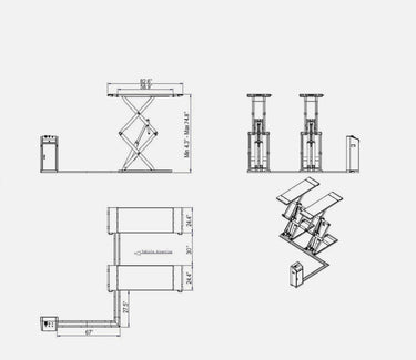 KT-X95 8,000 lbs Full Rise Scissor Lift — 220V