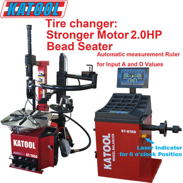 KATOOL KT-T850 Tire Changer & KT-B760 Wheel Balancer Combo — KATOOL KT-T850 Tire Changer & KT-B760 Wheel Balancer Combo + Motorcycle Adapter Kit (KT-MC1 + KT-MC2 Combo)