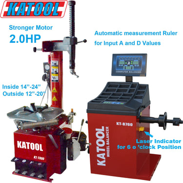 KATOOL KT-T800 Tire Changer & KT-B760 Wheel Balancer Combo — KATOOL KT-T800 Tire Changer & KT-B760 Wheel Balancer Combo + Motorcycle Adapter Kit (KT-MC1 + KT-MC2 Combo)