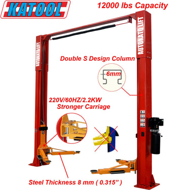 Katool KT-M120 12,000 lbs Two Post Lift — KT-M120 12000lbs Two Post Lift and KT-MP2 Lift Height Extensions (Set of 4)