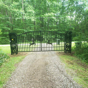 20x8 ft Dual Swing Driveway Gate with Ornamental Posts