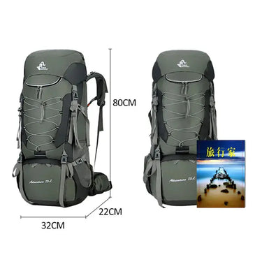Mochila de camping de 75 L, bolsa de viaje deportiva con cubierta para lluvia