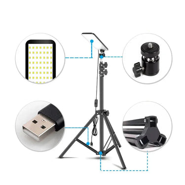 Foco exterior recargable por USB, con poste telescópico