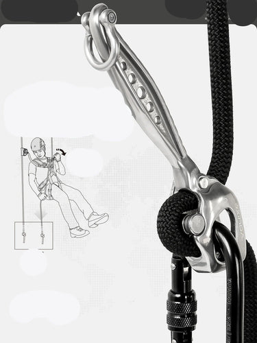 Descensor de acero inoxidable para trabajo y escalada