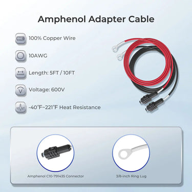 Amphenol Adapter Cable( Amphenol - 3/8 in Lugs) — 10FT 10AWG