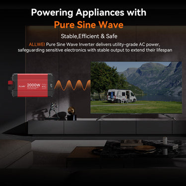 Inversor de onda sinusoidal pura ALLWEI de 2000 W: convertidor de 12 V CC a 120 V CA
