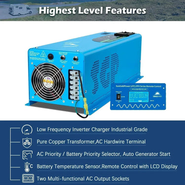 Inversor de Onda Pura de Fase Dividida Sungold Power 6000W CC 48V con Cargador
