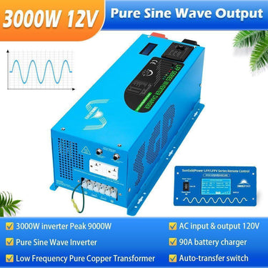 Inversor de onda sinusoidal pura Sungold Power 3000W DC 12V con cargador
