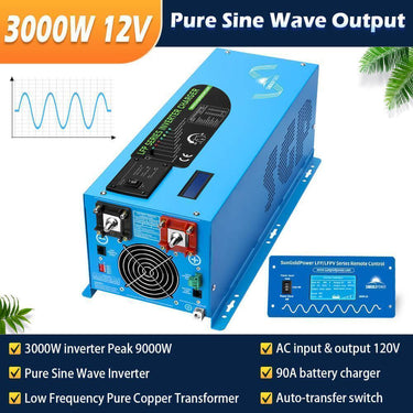 Kit Solar Aislado Inversor 3000W 12VDC Salida 120V Batería Solar de Respaldo de 600 watts SGK-PRO3