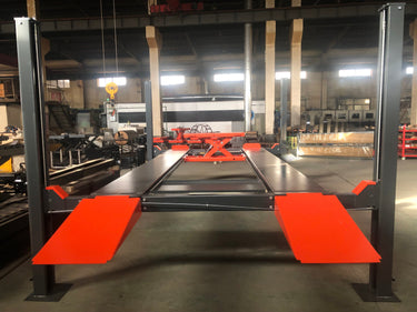 Katool KT-4H110 11,000lbs Four Post Lift — KT-RJ70 7000lbs Rolling Jack