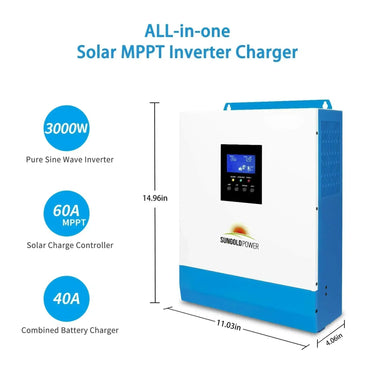 Sungold Power Kit Solar 3000W 24V Inversor 120V de salida Batería de litio 800 Vatios Panel Solar SGKT-3PRO