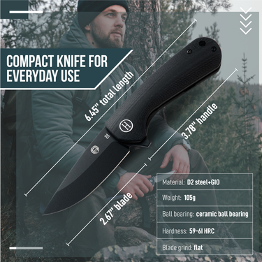 The Peasant Folding Pocket Knife Giftset for Men and Women (Black)