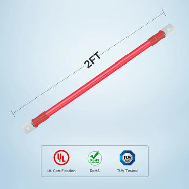 1ft/2ft ANL Fuse Cable with Double Ring Terminals for 3/8 in Lugs — 6AWG