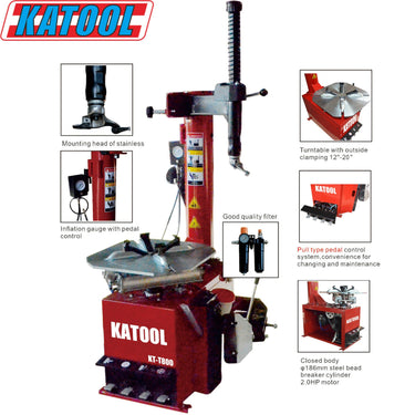 KATOOL KT-T800 Tire Changer + KT-B750 Wheel Balancer Combo — KT-T800 Tire Changer + KT-B750 Wheel Balancer Combo with Motorcycle Adapter Kit (KT-MC1 + KT-MC2 Combo)