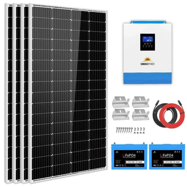 Sungold Power Kit Solar 3000W 24V Inversor 120V de salida Batería de litio 800 Vatios Panel Solar SGKT-3PRO