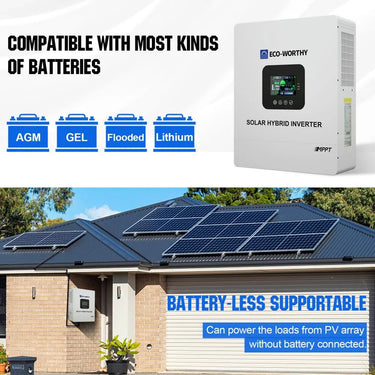 Inversor cargador solar ECO-WORTHY de 5000 W fuera de la red – 48 V CC a 120 V CA fase dividida | Onda sinusoidal pura | Pico de 10 000 W