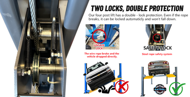 Katool KT-4H110 11,000lbs Four Post Lift — KT-RJ50 5000lbs Rolling Jack