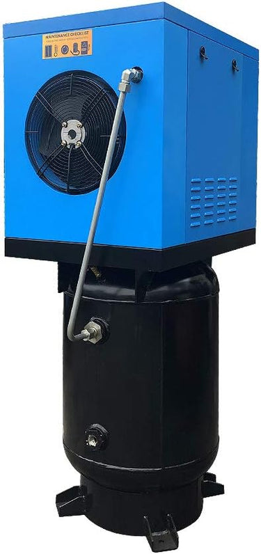 7.5KW 10HP Rotary Screw Air Compressor 460V/3Ph 35CFM 125psi with Vertical 60Gal ASME Tank Heavy Duty Air Compressed System for Small Machining & Fabrication Workshops, Automotive