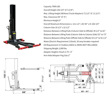 Katool KT-SPL700 7,000lbs Single Post Lift
