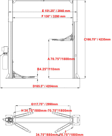 Katool KT-M120 12,000 lbs Two Post Lift — KT-M120 12000lbs Two Post Lift and KT-MP5 Two Post Lift Frame Cradle Set