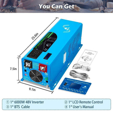 Inversor de Onda Pura de Fase Dividida Sungold Power 6000W CC 48V con Cargador