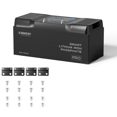 12V 200Ah Smart LiFePO4 Battery w/ Bluetooth & Self-Heating | Pro Series — 1*Battery + Mounting Brackets