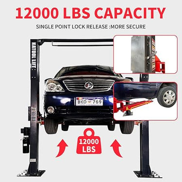 Katool KT-AM120SD 12,000lbs Two Post Lift — KT-AM120SD 12000lbs Two Post Lift and KT-MP2 Lift Height Extensions (Set of 4)