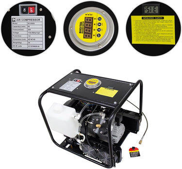 Electric Air Compressor with Auto Stop Fuction,110v 60Hz,Up to 4500 psi High Pressure,Digital Display,Built-In Cooler Sytem for Paintball PCP Airgun Rifle Tanks Filling