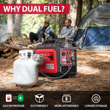 Generador inversor de combustible dual de gas/propano de 3800 W/3500 W con alerta de CO HB5040DC