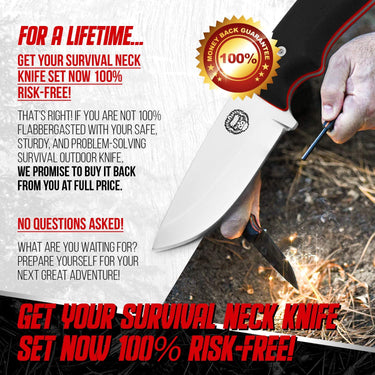 Holtzman's Gorilla Survival Redline full tang survival neck knife with G10 handle, compact design for outdoor and sports use.