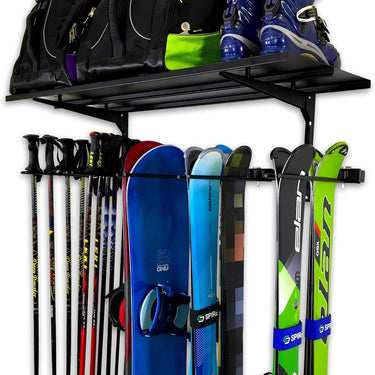 Estantería sólida Solitude Ski | Sistema de almacenamiento de pared ajustable | Capacidad para 10 pares de esquís