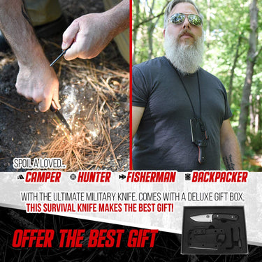Holtzman's Gorilla Survival Redline full tang survival neck knife with G10 handle, compact and durable for outdoor adventures