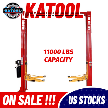 Katool KT-M110 11,000lbs Two Post Lift — KT-M110 11000lbs Two Post Lift and KT-MP2 Lift Height Extensions (Set of 4)