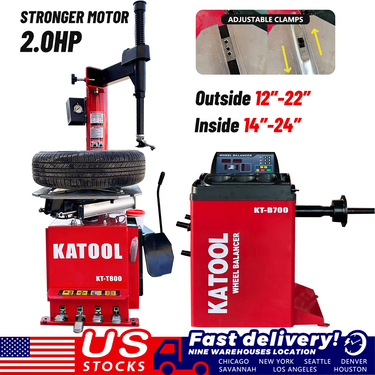KATOOL KT-T800 Tire Changer & KT-B700 Wheel Balancer Combo — KATOOL KT-T800 Tire Changer & KT-B700 Wheel Balancer Combo + Motorcycle Adapter Kit (KT-MC1 + KT-MC2 Combo)