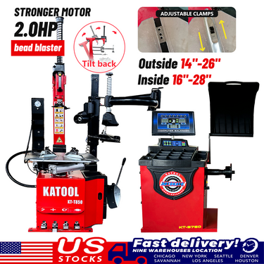 KATOOL KT-T850 Tire Changer & KT-B750 Wheel Balancer Combo — KATOOL KT-T850 Tire Changer & KT-B750 Wheel Balancer Combo + Motorcycle Adapter Kit (KT-MC1 + KT-MC2 Combo)