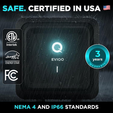 EVIQO Level 2 EV Charger, 48A (11.5kW), 240V, NEMA 14-50 Plug-in, J1772 for Non-Tesla EVs