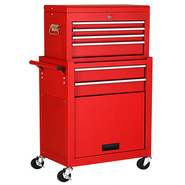 Rolling Cabinet Storage Chest Box Garage Toolbox Organizer-Red
