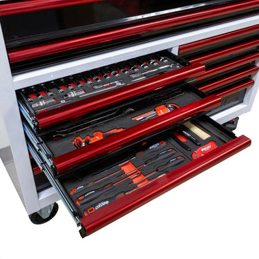 Serie OSM Pro | Capacidad para 222 herramientas | Módulos de almacenamiento profesional organizado de 11 piezas de 126" | 13 cajones, 6 gabinetes