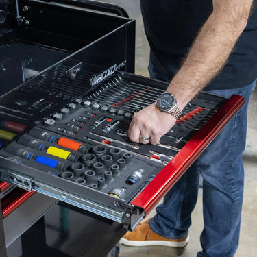 BoxoUSA Pro Series | 28" 3-Drawer Flip-Top Service Cart with 169-Piece Quick Service Master Tool Set 28BQS-BK-R