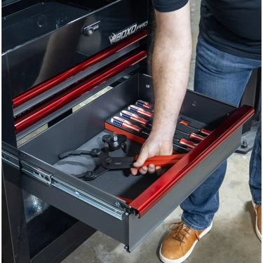 BoxoUSA Pro Series | 28" 3-Drawer Flip-Top Service Cart with 169-Piece Quick Service Master Tool Set 28BQS-BK-R