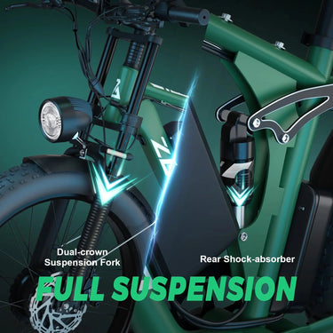 Bicicleta eléctrica de doble motor de 2000 W con tracción total y neumáticos anchos | 52 V, autonomía de 128 km