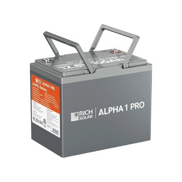 Rich Solar ALPHA 1 PRO | 12V 100Ah LiFePO4 Battery | Premium 12V Lithium Battery for Off-Grid, RVs, Boats | 7,000 Lifetime Cycles | 10 Year Warranty | UL1973 Certified