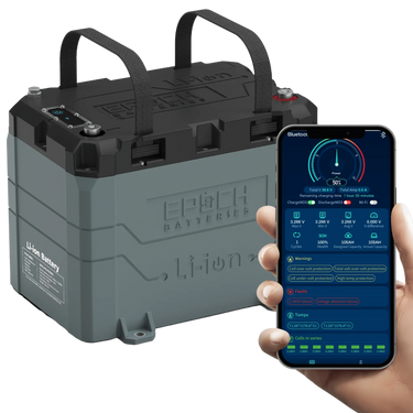 Epoch Batteries 24V 100Ah LiFePO4 Lithium Battery - Bluetooth, Heating, Waterproof