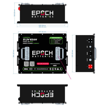 Epoch Batteries 48V 65Ah - LiMax Series - Lithium (LiFePO4) Golf Cart Battery - Complete Kit