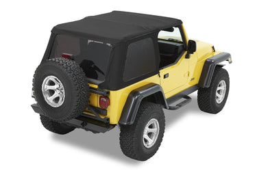 Trektop NX Complete Replacement Soft Top Black Diamond Jeep 97-06 Wrangler; Except Unlimited; No doors included; Tinted side and rear windows