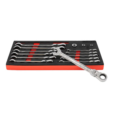 15-Piece Metric Flex Head Ratcheting Wrench Set | 1/3rd EVA Foam