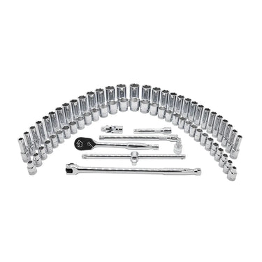 68-Piece 1/2" Drive 6-Point Metric & SAE Master Chrome Socket Set | 3/3rd EVA Foam