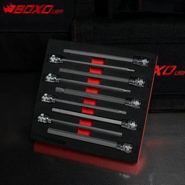 BoxoUSA 9-Piece 3/8" Drive Extra Long SAE Hex Bit Socket Set BX909-R2