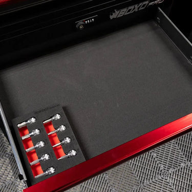 BoxoUSA 9-Piece 3/8" Drive SAE Ball Point Hex Bit Socket Set | 1/9 Drawer EVA Foam BX926-R2